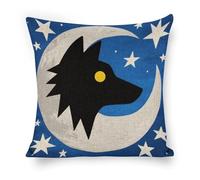 ERSTSNCK Wolf Moon Totem Pillow Covers 18"x18" Linen Throw Pillow Covers - Double Sided Decorative Square Cushion Cases for Sofa, Bed, Chair (No Insert Included)