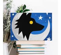 ERSTSNCK Wolf Moon Totem Wall Decor For Living Room Large Canvas Wall Art For Bedroom Modern Office Pictures Wall Artwork Landscape Paintings Canvas Art Prints Home Decorations 18x12inch(45x30cm)
