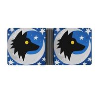 ERSTSNCK Wolf Moon Totem Wallet for Men Bifold Rfid Blocking Slim Money Clip Front Pocket Wallet Card Holder