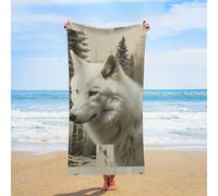 ERSTSNCK Wolves and Their Home Beach Towel Oversized 31" X 63" Absorbent Towels Quick Dry Pool Towel Lightweight Bath Towels Sandproof Beach Blanket for Gym Swimming Sports Travel Gifts