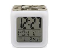 ERSTSNCK Wolves and Their Home Night Light Alarm Clock LED Display Alarms for Bedroom Smart Digital Alarm Clock Wtih 7 Colorful Ambient Lights Sleep Timer for Heavy Sleepers Simple Operation