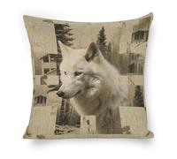 ERSTSNCK Wolves and Their Home Pillow Covers 18"x18" Linen Throw Pillow Covers - Double Sided Decorative Square Cushion Cases for Sofa, Bed, Chair (No Insert Included)