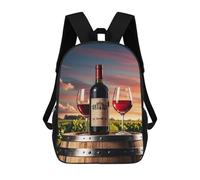 ERSTSNCK Wooden Wine Barrel on Wine Bottle Laptop Backpack for Travel Work Cute Bookbag Computer Backpack Casual Daypack