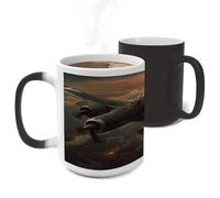 ERSTSNCK World War Aircraft Color Changing Mug Heat Changing Coffee Mug Funny Magic Cup Heat Sensitive Travel Mugs Novelty Coffee Cups Personalized Customized Gift for Men Women 11 Oz