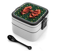 ERSTSNCK Wrapping Paper with Bow Bento Box 1000ml Leak Proof Lunch Container with Removable Dividers & Spoon - BPA-Free PP Stackable Lunch Box for Work, Office, Picnic, Travel, Dining Out