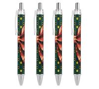 ERSTSNCK Wrapping Paper with Bow Black Ballpoint Pens Fine Point (0.5mm) Black Ink Pen Retractable Ball Point Pens with Comfortable Full Grip for Journaling, And Office Writing Ideal 4 PCS