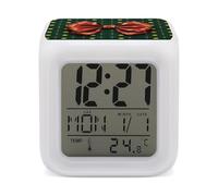 ERSTSNCK Wrapping Paper with Bow Night Light Alarm Clock LED Display Alarms for Bedroom Smart Digital Alarm Clock Wtih 7 Colorful Ambient Lights Sleep Timer for Heavy Sleepers Simple Operation