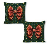 ERSTSNCK Wrapping Paper with Bow Pillow Covers 18"x18"（2pcs） Linen Throw Pillow Covers - Double Sided Decorative Square Cushion Cases for Sofa, Bed, Chair (No Insert Included)
