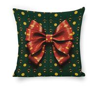 ERSTSNCK Wrapping Paper with Bow Pillow Covers 18"x18" Linen Throw Pillow Covers - Double Sided Decorative Square Cushion Cases for Sofa, Bed, Chair (No Insert Included)