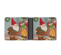 ERSTSNCK Xmas Funny Gnome Wallet for Men Bifold Rfid Blocking Slim Money Clip Front Pocket Wallet Card Holder