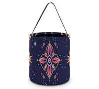 ERSTSNCK Yellow And Peach Style Halloween Candy Buckets Reusable Tote Candy Bag - Trick Or Treat Goody Bag with Handles