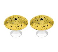 ERSTSNCK Yellow Background with Black Stars Cabinet Knobs, 2-Pack Silver Stainless Steel Drawer Pulls with Screws, Elegant Hardware for Dressers, Kitchen,Cabinets & Desks
