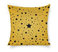 ERSTSNCK Yellow Background with Black Stars Pillow Covers 18"x18" Linen Throw Pillow Covers - Double Sided Decorative Square Cushion Cases for Sofa, Bed, Chair (No Insert Included)