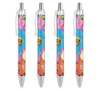 ERSTSNCK Yellow Bee in Flower Field Black Ballpoint Pens Fine Point (0.5mm) Black Ink Pen Retractable Ball Point Pens with Comfortable Full Grip for Journaling, And Office Writing Ideal 4 PCS