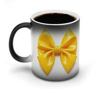 ERSTSNCK Yellow Bow Color Changing Mug 11 Oz Heat Changing Coffee Mugs Funny Magic Cup Heat Sensitive Ceramics Mug Novelty Coffee Cups Personalized Customized Gift Idea for Men & Women