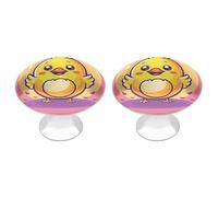 ERSTSNCK Yellow Cartoon Chicken Cabinet Knobs, 2-Pack Silver Stainless Steel Drawer Pulls with Screws, Elegant Hardware for Dressers, Kitchen,Cabinets & Desks