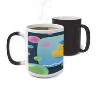 ERSTSNCK Yellow Duck And Bubble Pattern Color Changing Mug Heat Changing Coffee Mug Funny Magic Cup Heat Sensitive Travel Mugs Novelty Coffee Cups Personalized Customized Gift for Men Women 11 Oz