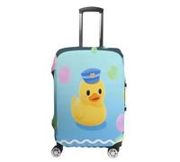 ERSTSNCK Yellow Duck And Bubble Pattern Luggage Suitcase Covers Elastic Washable Cute Luggage Protector Travel Suitcase Protective Cover For Adult (Fit 19-32 Inch Luggages), white, XL, Yellow Duck and
