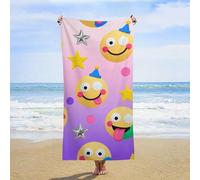 ERSTSNCK Yellow Happy Face Beach Towel Oversized 31" X 63" Absorbent Towels Quick Dry Pool Towel Lightweight Bath Towels Sandproof Beach Blanket for Gym Swimming Sports Travel Gifts