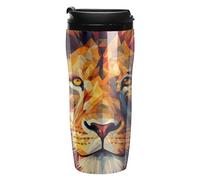 ERSTSNCK Yellow Lion Head 12 Oz Travel Coffee Mug Vacuum Insulated Travel Mug Leakproof Cup with Lid Reusable Coffee Tumbler for Hot And Cold Drinks, Gift for Men And Women