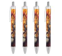 ERSTSNCK Yellow Lion Head Black Ballpoint Pens Fine Point (0.5mm) Black Ink Pen Retractable Ball Point Pens with Comfortable Full Grip for Journaling, And Office Writing Ideal 4 PCS