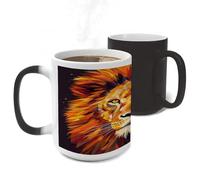 ERSTSNCK Yellow Lion Head Color Changing Mug Heat Changing Coffee Mug Funny Magic Cup Heat Sensitive Travel Mugs Novelty Coffee Cups Personalized Customized Gift for Men Women 11 Oz
