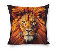 ERSTSNCK Yellow Lion Head Pillow Covers 18"x18" Linen Throw Pillow Covers - Double Sided Decorative Square Cushion Cases for Sofa, Bed, Chair (No Insert Included)
