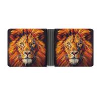ERSTSNCK Yellow Lion Head Wallet for Men Bifold Rfid Blocking Slim Money Clip Front Pocket Wallet Card Holder