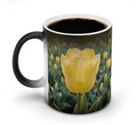 ERSTSNCK Yellow Tulip Color Changing Mug 11 Oz Heat Changing Coffee Mugs Funny Magic Cup Heat Sensitive Ceramics Mug Novelty Coffee Cups Personalized Customized Gift Idea for Men & Women