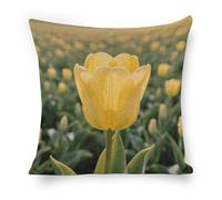 ERSTSNCK Yellow Tulip Pillow Covers 18"x18" Linen Throw Pillow Covers - Double Sided Decorative Square Cushion Cases for Sofa, Bed, Chair (No Insert Included)
