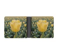 ERSTSNCK Yellow Tulip Wallet for Men Bifold Rfid Blocking Slim Money Clip Front Pocket Wallet Card Holder