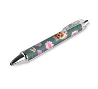 ERSTSNCK Yorkie Floral Pattern Black Ballpoint Pens Fine Point (0.5mm) Black Ink Pen Retractable Ball Point Pens with Comfortable Full Grip for Journaling, And Office Writing Ideal 1 PCS