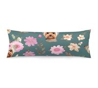 ERSTSNCK Yorkie Floral Pattern Body Pillow Pillowcase 20"x54" Lumbar Throw Pillow Covers with Hidden Zipper Breathable & Cozy Full Long Bodypillow Case Cover for Sleeping Bedroom Couch Sofa Decor