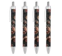 ERSTSNCK Yorkie Puppy Black Ballpoint Pens Fine Point (0.5mm) Black Ink Pen Retractable Ball Point Pens with Comfortable Full Grip for Journaling, And Office Writing Ideal 4 PCS