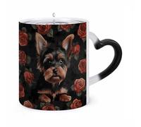 ERSTSNCK Yorkie Puppy Color Changing Mug Heat Changing Coffee Mugs Funny Magic Cup Heat Sensitive Travel Mug Novelty Coffee Cups Personalized Customized Gift Idea for Men & Women 11 Oz