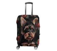 ERSTSNCK Yorkie Puppy Luggage Suitcase Covers Elastic Washable Cute Luggage Protector Travel Suitcase Protective Cover For Adult (Fit 19-32 Inch Luggages) X-Large, white, L, Yorkie Puppy