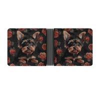 ERSTSNCK Yorkie Puppy Wallet for Men Bifold Rfid Blocking Slim Money Clip Front Pocket Wallet Card Holder