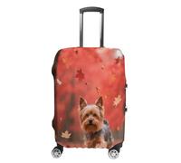 ERSTSNCK Yorkshire Terrier in Maple Forest Luggage Suitcase Covers Elastic Washable Cute Luggage Protector Travel Suitcase Protective Cover For Adult (Fit 19-32 Inch Luggages) X-Large, white, S