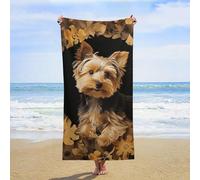 ERSTSNCK Yorkshire Terrier in The Cave Beach Towel Oversized 31" X 63" Absorbent Towels Quick Dry Pool Towel Lightweight Bath Towels Sandproof Beach Blanket for Gym Swimming Sports Travel Gifts