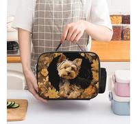 ERSTSNCK Yorkshire Terrier in The Cave Insulated Lunch Bag for Women Lunch Box Large Capacity, Leakproof Tote with Detachable Handles- 5-Hour Cold/Hot Retention Cooler Bag for Office, Picnic, Camping