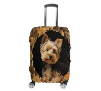 ERSTSNCK Yorkshire Terrier in The Cave Luggage Suitcase Covers Elastic Washable Cute Luggage Protector Travel Suitcase Protective Cover For Adult (Fit 19-32 Inch Luggages), white, L, Yorkshire Terrier