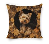 ERSTSNCK Yorkshire Terrier in The Cave Pillow Covers 18"x18" Linen Throw Pillow Covers - Double Sided Decorative Square Cushion Cases for Sofa, Bed, Chair (No Insert Included)