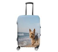 ERSTSNCK Yorkshire Terrier on Beach Luggage Suitcase Covers Elastic Washable Cute Luggage Protector Travel Suitcase Protective Cover For Adult (Fit 19-32 Inch Luggages) X-Large, white, XL, Yorkshire
