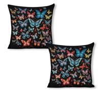 ERSTSNCK Zeeland Butterfly Pillow Covers 18"x18"（2pcs） Linen Throw Pillow Covers - Double Sided Decorative Square Cushion Cases for Sofa, Bed, Chair (No Insert Included)