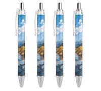 ERSTSNCK Zion National Park Black Ballpoint Pens Fine Point (0.5mm) Black Ink Pen Retractable Ball Point Pens with Comfortable Full Grip for Journaling, And Office Writing Ideal 4 PCS
