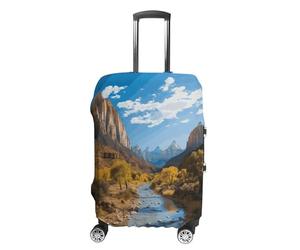 ERSTSNCK Zion National Park Luggage Suitcase Covers Elastic Washable Cute Luggage Protector Travel Suitcase Protective Cover For Adult (Fit 19-32 Inch Luggages), white, Small, Zion National Park
