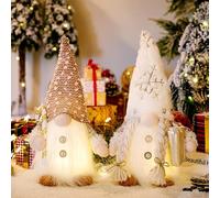 ERSTUME LED Christmas Gnome Decorations 2 Packs Scandinavian Santa Ornaments Handmade Scandinavian Style Tomte Elf Home Decoration Ornaments Gift
