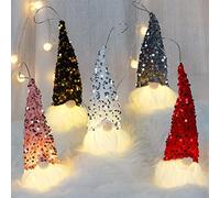ERSTUME LED Christmas Gnome Decorations 5 Packs Scandinavian Santa Ornaments Handmade Scandinavian Style Elf Home Decoration Ornaments