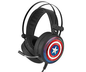 ERT GROUP Gaming Headphones with Microphone, LED Headphones with Adjustable Headband Original and Officially Licensed Marvel Pattern Captain America 001
