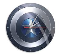 ERT GROUP Original and Officially Licensed by Marvel Wall Clock Glossy Captain America 001 Marvel Blue Silent Unique Design painted Metal Hands 12"